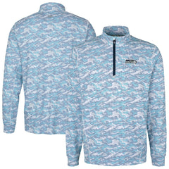 Seattle Seahawks Cutter & Buck Traverse Camo Print Stretch Quarter-Zip Top Navy - NFL