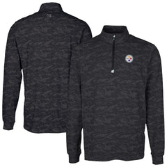 Pittsburgh Steelers Cutter & Buck Traverse Camo Print Stretch Quarter-Zip Top Black - NFL
