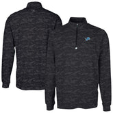 Detroit Lions Cutter & Buck Traverse Camo Print Stretch Quarter-Zip Top Black - NFL