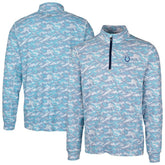 Indianapolis Colts Cutter & Buck Traverse Camo Print Stretch Quarter-Zip Pullover Top Blue - NFL
