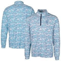Indianapolis Colts Cutter & Buck Traverse Camo Print Stretch Quarter-Zip Pullover Top Blue - NFL