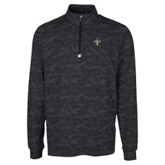 New Orleans Saints Cutter & Buck Traverse Camo Print Stretch Quarter-Zip Top Black - NFL