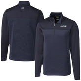 Seattle Seahawks Cutter & Buck Traverse Stripe Stretch DryTec Quarter-Zip Top Navy - NFL