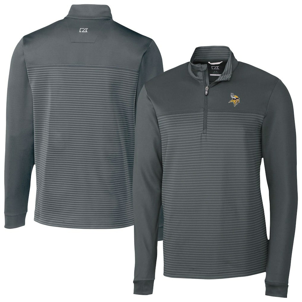 Minnesota Vikings Cutter & Buck Traverse Stripe Stretch DryTec Quarter-Zip Top Gray - NFL