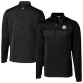 Pittsburgh Steelers Cutter & Buck Traverse Stripe Stretch DryTec Quarter-Zip Top Black - NFL
