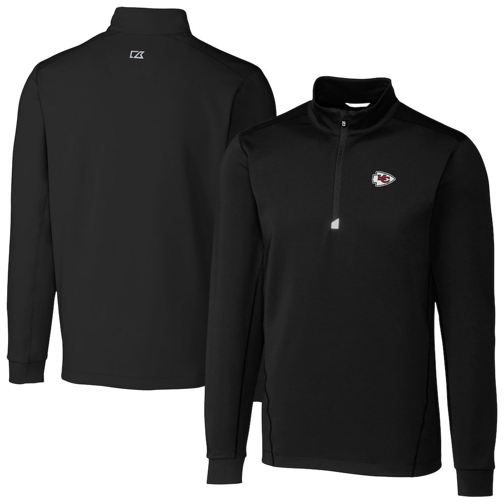 Kansas City Chiefs Cutter & Buck Big & Tall Traverse Eco Tri-Blend DryTec Quarter-Zip Jacket Black - NFL