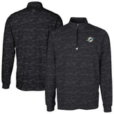 Miami Dolphins Cutter & Buck Big & Tall Traverse Eco Camo Tri-Blend DryTec Quarter-Zip Jacket Black - NFL