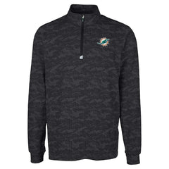 Miami Dolphins Cutter & Buck Big & Tall Traverse Eco Camo Tri-Blend DryTec Quarter-Zip Jacket Black - NFL