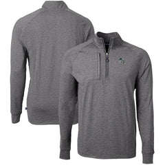 Carolina Panthers Cutter & Buck Big & Tall Adapt Eco Raglan Quarter-Zip Jacket Heather Black - NFL