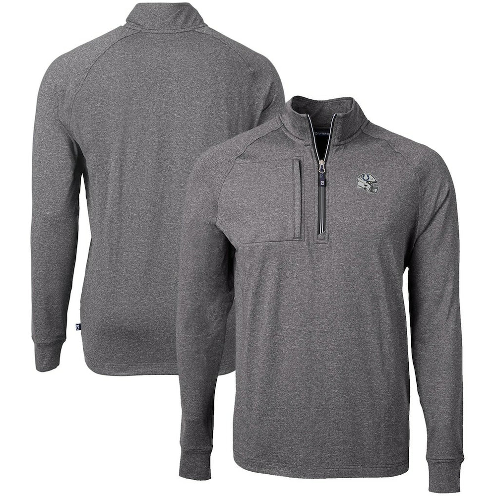 Indianapolis Colts Cutter & Buck Big & Tall Adapt Eco Raglan Quarter-Zip Jacket Heather Black - NFL