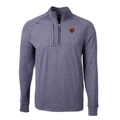 Chicago Bears Cutter & Buck Big & Tall Adapt Eco Raglan Quarter-Zip Jacket Heather Navy - NFL