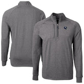 New York Giants Cutter & Buck Big & Tall Adapt Eco Raglan Quarter-Zip Jacket Heather Black - NFL