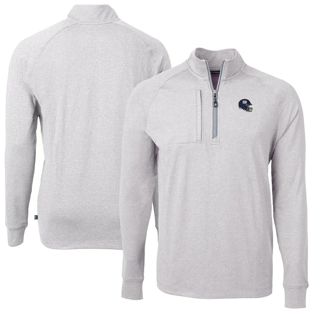 New York Giants Cutter & Buck Big & Tall Adapt Eco Raglan Quarter-Zip Jacket Heather Gray - NFL