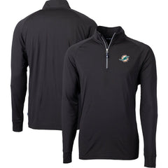 Miami Dolphins Cutter & Buck Big & Tall Adapt Eco DryTec Raglan Quarter-Zip Jacket Black - NFL