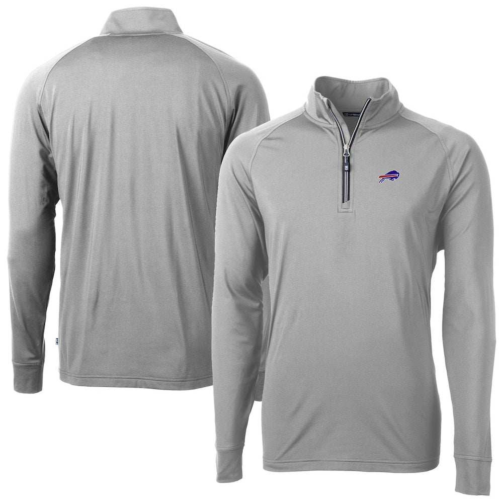 Buffalo Bills Cutter & Buck Big & Tall Adapt Eco DryTec Raglan Quarter-Zip Jacket Gray - NFL