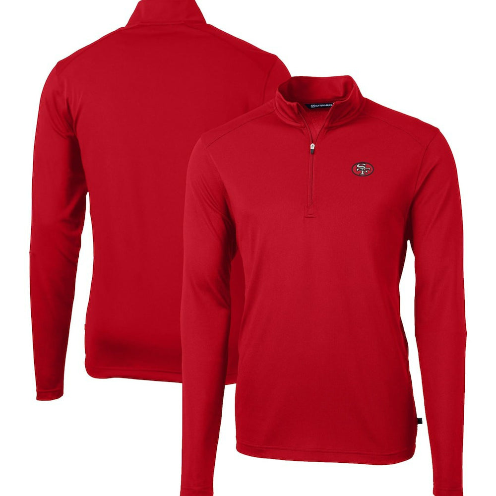 San Francisco 49ers Cutter & Buck Big & Tall Virtue Eco Pique Quarter-Zip Jacket Scarlet - NFL