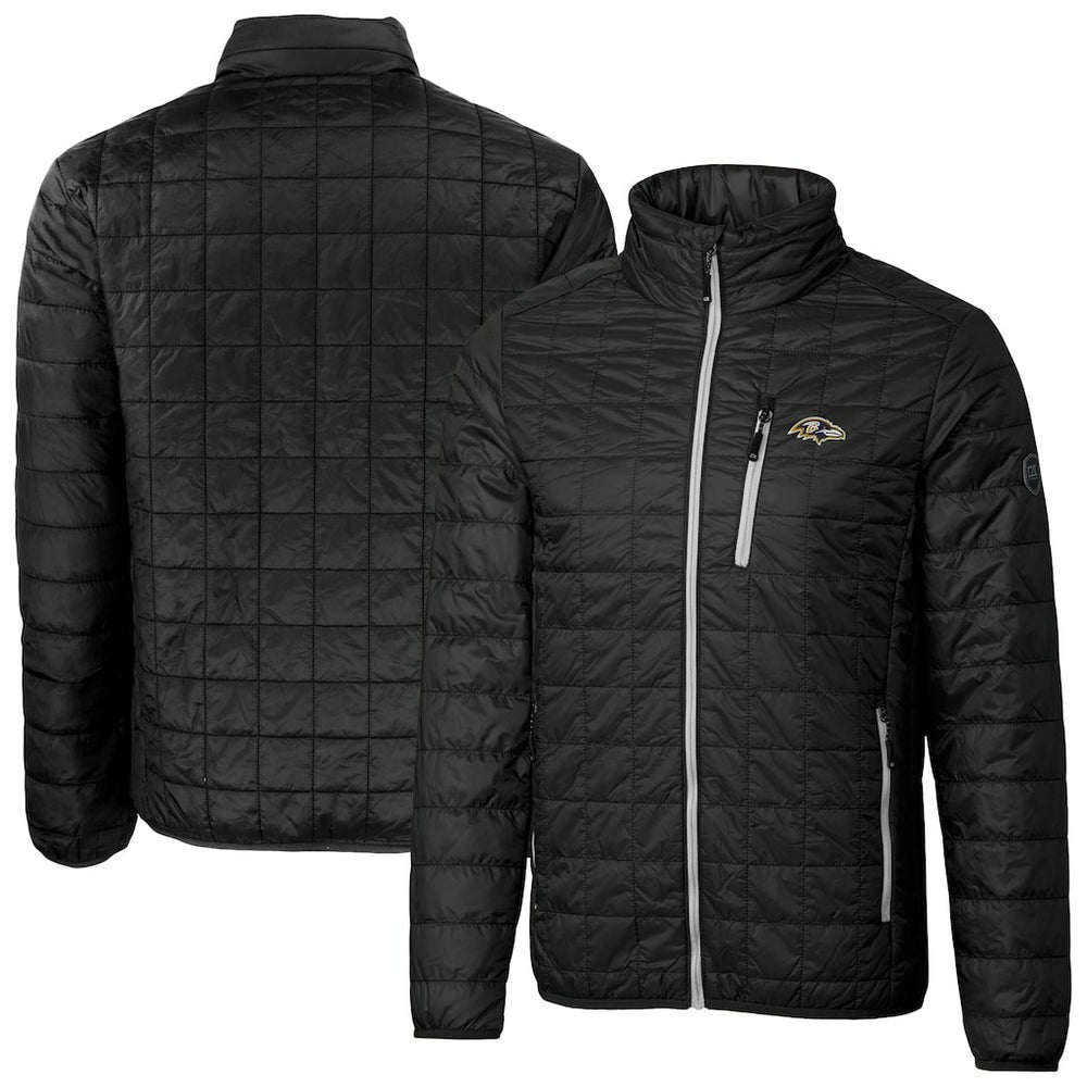 Baltimore Ravens Cutter & Buck Big & Tall Rainier PrimaLoft Eco Insulated Full-Zip Hoodie Puffer Jacket Black - NFL
