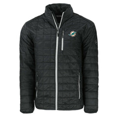 Miami Dolphins Cutter & Buck Big & Tall Rainier PrimaLoft Eco Insulated Full-Zip Puffer Jacket Black - NFL