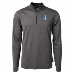 Detroit Lions Cutter & Buck Big & Tall Virtue Eco Pique Micro Stripe Tri-Blend Quarter-Zip Jacket Black - NFL