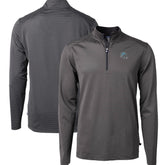 Detroit Lions Cutter & Buck Big & Tall Virtue Eco Pique Micro Stripe Tri-Blend Quarter-Zip Jacket Black - NFL