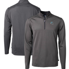 Detroit Lions Cutter & Buck Big & Tall Virtue Eco Pique Micro Stripe Tri-Blend Quarter-Zip Jacket Black - NFL