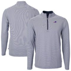 Buffalo Bills Cutter & Buck Big & Tall Virtue Eco Pique Micro Stripe Tri-Blend Quarter-Zip Jacket Navy - NFL