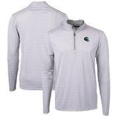 Philadelphia Eagles Cutter & Buck Big & Tall Virtue Eco Pique Micro Stripe Tri-Blend Quarter-Zip Jacket Gray - NFL
