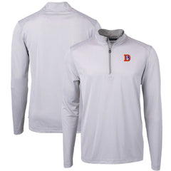 Denver Broncos Cutter & Buck Big & Tall Virtue Eco Pique Micro Stripe Tri-Blend Quarter-Zip Jacket Gray - NFL