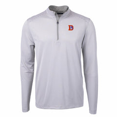 Denver Broncos Cutter & Buck Big & Tall Virtue Eco Pique Micro Stripe Tri-Blend Quarter-Zip Jacket Gray - NFL