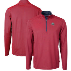 New England Patriots Cutter & Buck Big & Tall Virtue Eco Pique Micro Stripe Tri-Blend Quarter-Zip Jacket Red - NFL