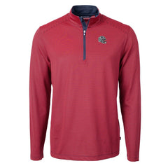 New England Patriots Cutter & Buck Big & Tall Virtue Eco Pique Micro Stripe Tri-Blend Quarter-Zip Jacket Red - NFL
