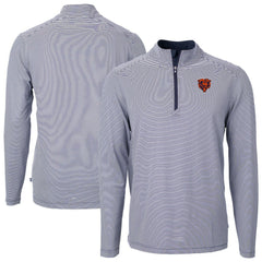 Chicago Bears Cutter & Buck Big & Tall Virtue Eco Pique Micro Stripe Tri-Blend Quarter-Zip Jacket Navy - NFL