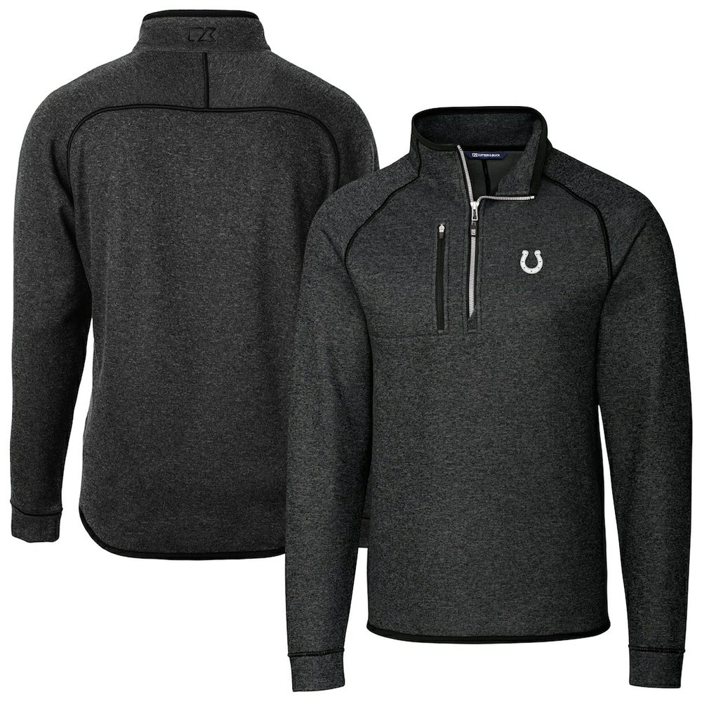 Indianapolis Colts Cutter & Buck Big & Tall Mainsail Sweater-Knit Half-Zip Jacket Heather Charcoal - NFL