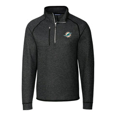 Miami Dolphins Cutter & Buck Big & Tall Mainsail Sweater-Knit Half-Zip Jacket Heather Charcoal - NFL