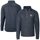 Miami Dolphins Cutter & Buck Big & Tall Mainsail Sweater-Knit Half-Zip Jacket Heather Navy - NFL