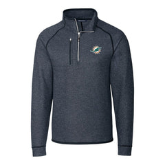 Miami Dolphins Cutter & Buck Big & Tall Mainsail Sweater-Knit Half-Zip Jacket Heather Navy - NFL