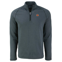 Cincinnati Bengals Cutter & Buck Peshastin Eco Fleece Tri-Blend Raglan Recycled Quarter-Zip Jacket Heather Black - NFL
