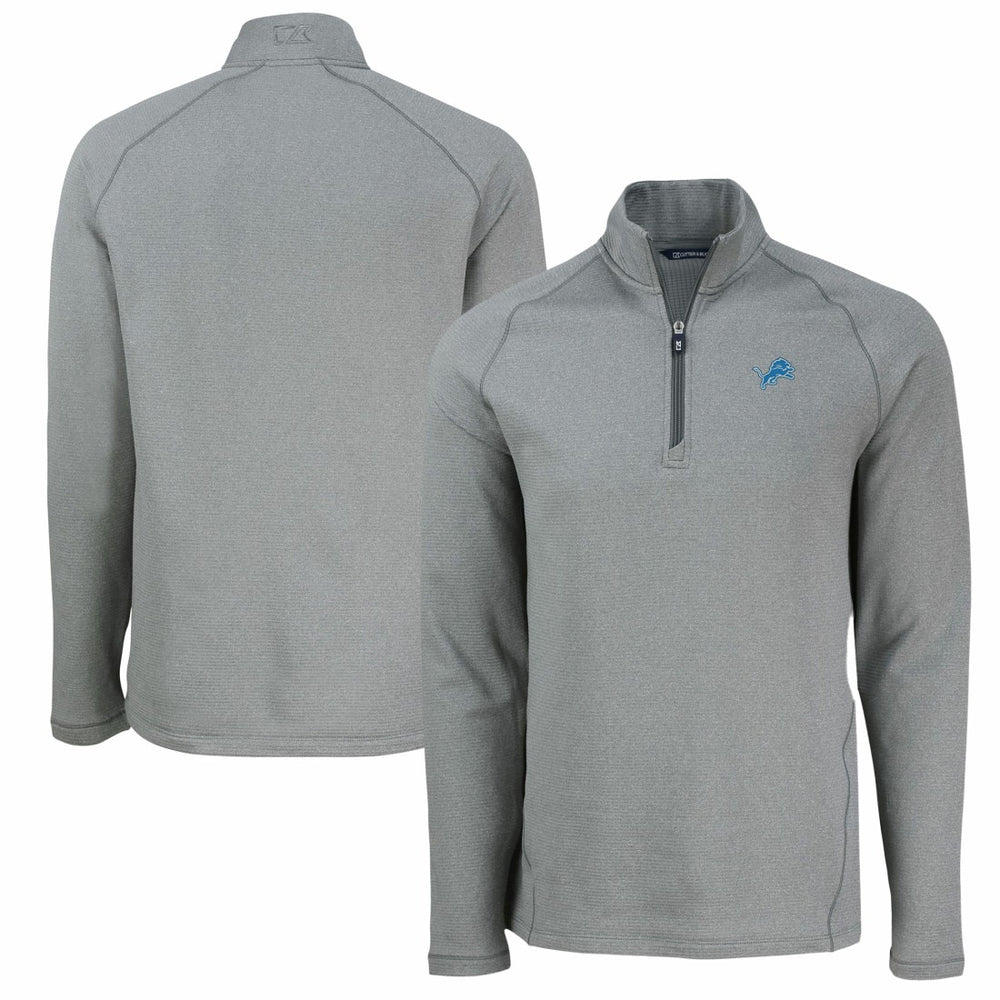 Detroit Lions Cutter & Buck Peshastin Eco Fleece Tri-Blend Raglan Recycled Quarter-Zip Jacket Heather Gray - NFL