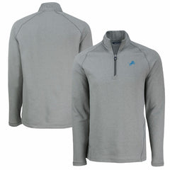 Detroit Lions Cutter & Buck Peshastin Eco Fleece Tri-Blend Raglan Recycled Quarter-Zip Jacket Heather Gray - NFL