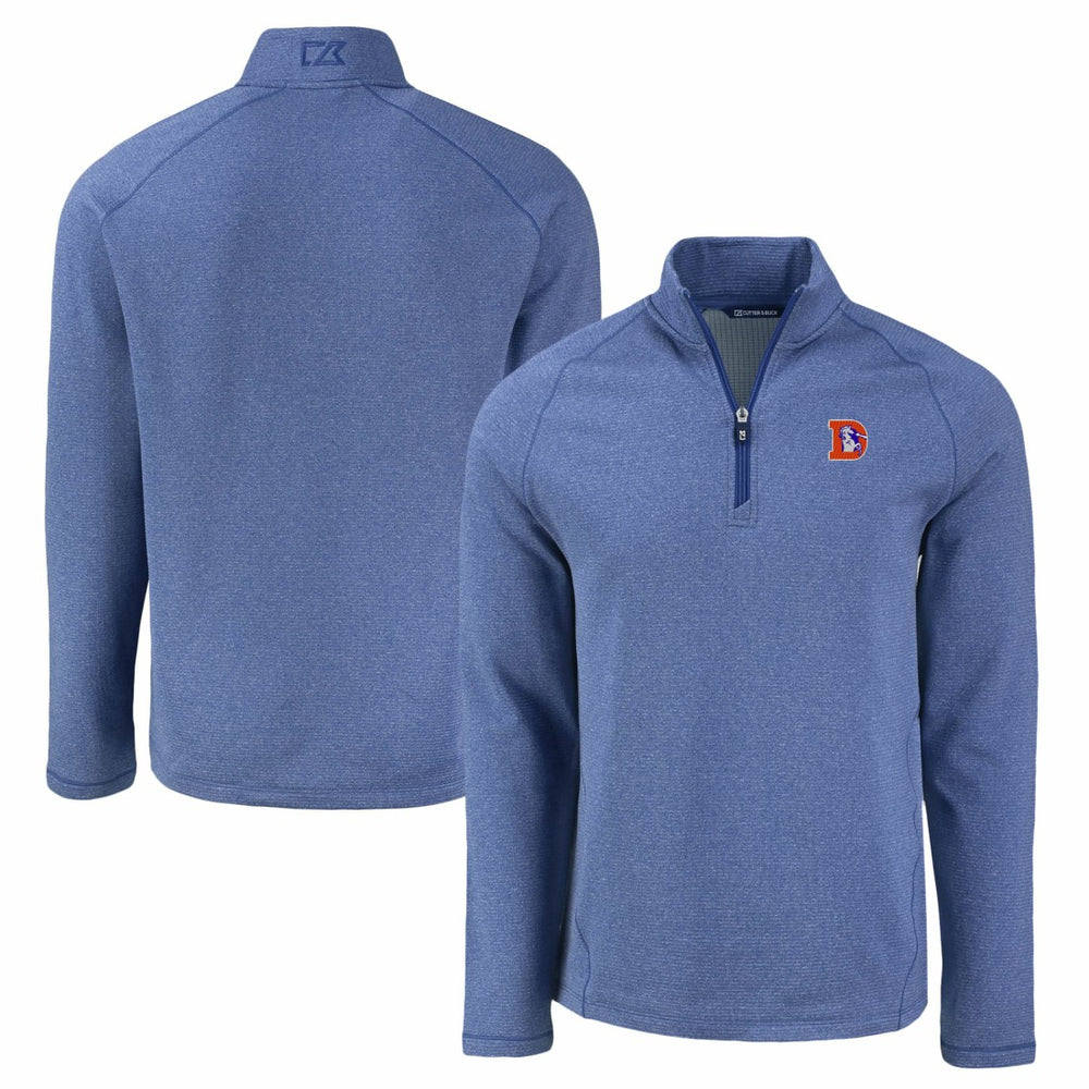Denver Broncos Cutter & Buck Peshastin Eco Fleece Tri-Blend Raglan Recycled Quarter-Zip Jacket Heather Royal - NFL