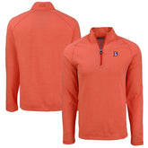 Denver Broncos Cutter & Buck Peshastin Eco Fleece Tri-Blend Raglan Recycled Quarter-Zip Jacket Heather Orange - NFL