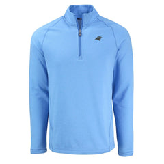 Carolina Panthers Cutter & Buck Peshastin Eco Fleece Tri-Blend Raglan Recycled Quarter-Zip Jacket Heather Blue - NFL
