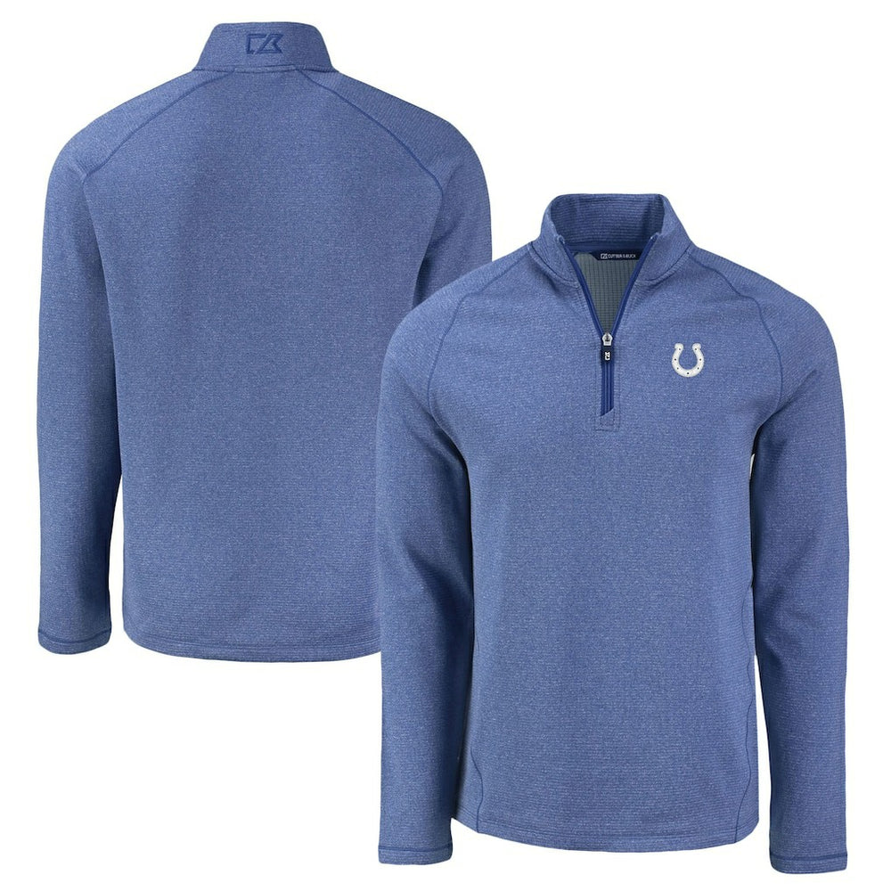 Indianapolis Colts Cutter & Buck Peshastin Eco Fleece Tri-Blend Raglan Recycled Quarter-Zip Jacket Heather Royal - NFL