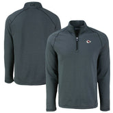 Kansas City Chiefs Cutter & Buck Peshastin Eco Fleece Tri-Blend Raglan Recycled Quarter-Zip Jacket Heather Black - NFL