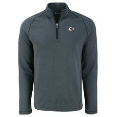 Kansas City Chiefs Cutter & Buck Peshastin Eco Fleece Tri-Blend Raglan Recycled Quarter-Zip Jacket Heather Black - NFL