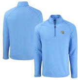Los Angeles Chargers Cutter & Buck Peshastin Eco Fleece Tri-Blend Raglan Recycled Quarter-Zip Jacket Heather Powder Blue - NFL