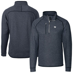 New York Giants Cutter & Buck Big & Tall Mainsail Sweater-Knit Raglan Half-Zip Jacket Heather Navy - NFL