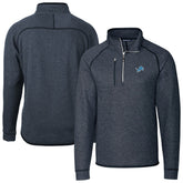 Detroit Lions Cutter & Buck Big & Tall Mainsail Sweater-Knit Raglan Half-Zip Jacket Heather Navy - NFL