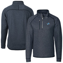Detroit Lions Cutter & Buck Big & Tall Mainsail Sweater-Knit Raglan Half-Zip Jacket Heather Navy - NFL