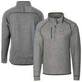 Philadelphia Eagles Cutter & Buck Big & Tall Mainsail Sweater-Knit Raglan Half-Zip Jacket Heather Gray - NFL